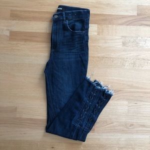 Express Super High Rise Ankle Denim w/ Lace Detail